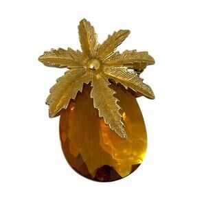 Vintage Sarah Coventry Brooch Pin Pendant Autumn Haze Pineapple Faceted Glass